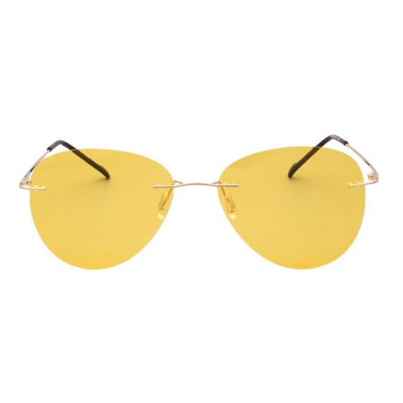 Ochelari soare aviator, polarizati, galben, cu toc