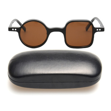 Ochelari soare retro cu toc, polarizati, maro, 39x26x145