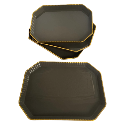 Set 4 platouri servire, Patrat, Gri, 15x15x2 cm