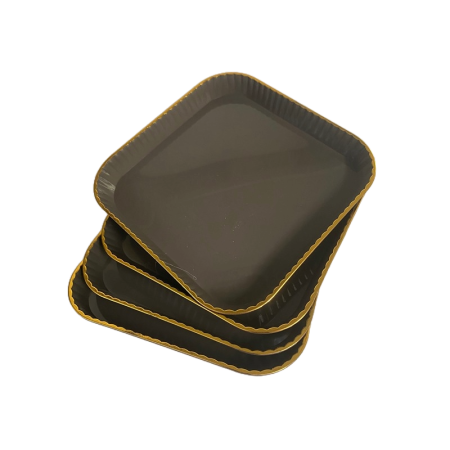 Set 4 platouri servire, Patrat, Gri, 15x15x2 cm