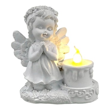 Statueta inger cu lumanare in stanga, 9X10 cm