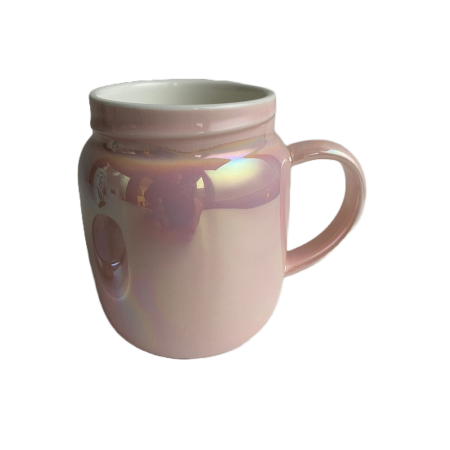 Cana din ceramica cu capac, 360ml, Roz