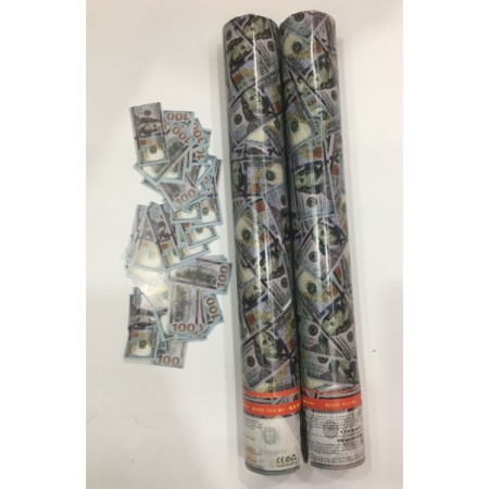 Tub de Confetti, Cyrax, Money, 30x5 cm, Confetii Asortate Model Dolari, Eliberare prin Rasucire, Multicolor