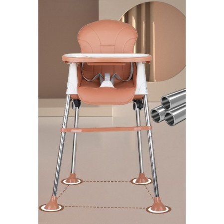 Scaun de Masa Pliabil 3in1, Cyrax, Reglabil, Multifunctional, 3 Pozitii, Masuta si Husa Detasabile, Roti, Centura de Siguranta, Ajustare Inaltime, Maro