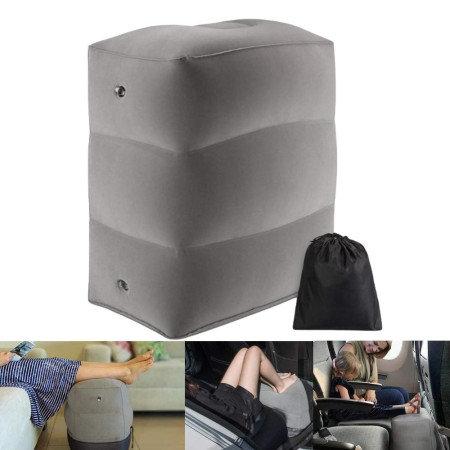 Perna Gonflabila Multifunctionala,  pentru Picioare, Cap, 3 Straturi, Inaltime Reglabila, 17.8 x 25.4 x 42.9 cm, Gri Inchis