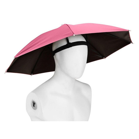 Umbrela de Cap,  Diametru 69 cm, Banda Elastica de Cap, Protectie UV/Ploaie, Fucsia