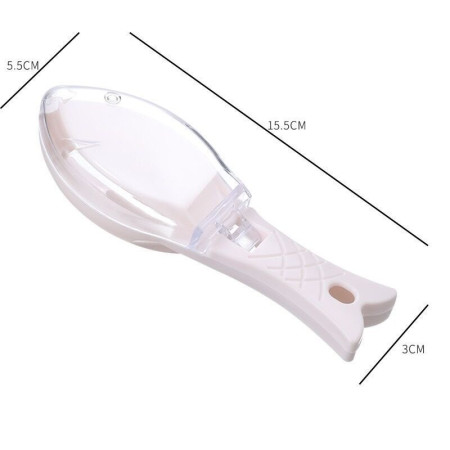 Curatator de Solzi de Peste, Cyrax, Manual, Forma Peste, cu Compartiment de Colectare, din Plastic, 15.5x5.5 cm, Alb