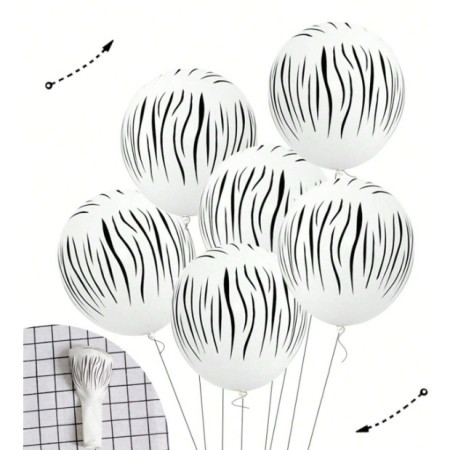 Set 10 Baloane din Latex, Cyrax, Model Party Animal Print, 3x Portocaliu, 3x Galben, 4x Alb, 23 cm, 1.4g