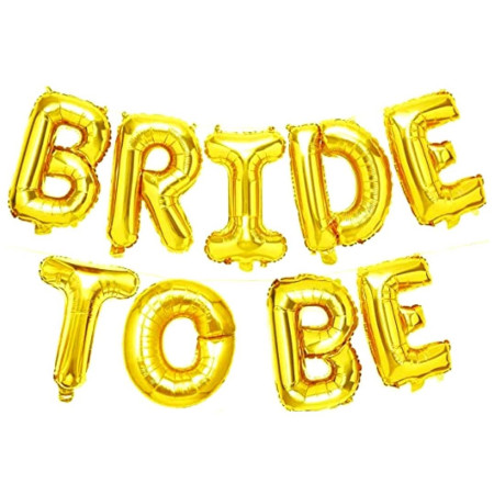 Set Baloane din Folie Metalizata, Cyrax, Model Bride to Be, Litere de 40 cm, Baloane Party, Ambalaj Individual, Pai Inclus, Umflare cu Aer sau Heliu, Auriu