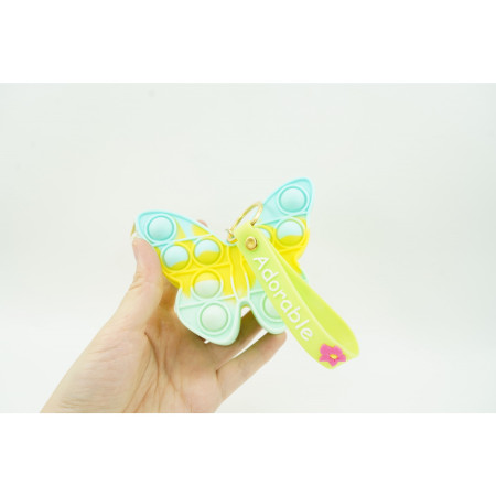 Jucarie antistres din silicon, Cyrax, Pop It Now and Flip It, Portofel fluturas, Bleu/Galben