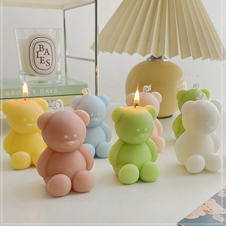 Lumanare Parfumata,  Model Ursulet, Galbena, Aroma de Iasomie, 5.5x3.6x4 cm