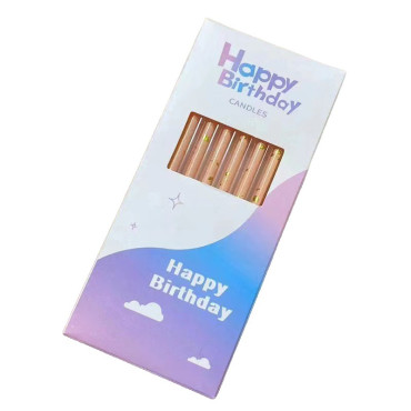 Set 6 Lumanari Lungi, Cyrax, din Parafina, 10 x 0.5 cm, Happy Birthday, Oranj Pal