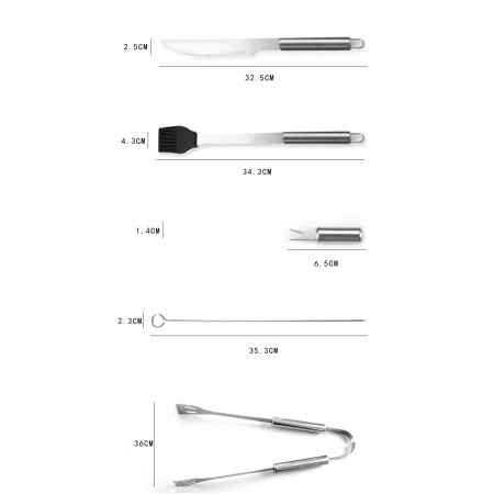 Set 20 Ustensile pentru Gratar, Cyrax, din Otel Inoxidabil, Geanta Oxford, Argintiu