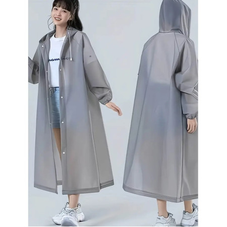 Pelerina de Ploaie,  pentru Adulti 150-180 cm, din EVA, Impermeabila, Rezistenta la Vant, Inchidere cu Capse, 140 g, Gri