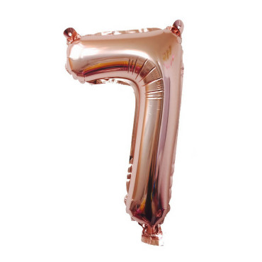 Balon din Folie Cyrax, Cifra 7, 81 cm, Pentru Aer sau Heliu, Bulk, Roz Auriu