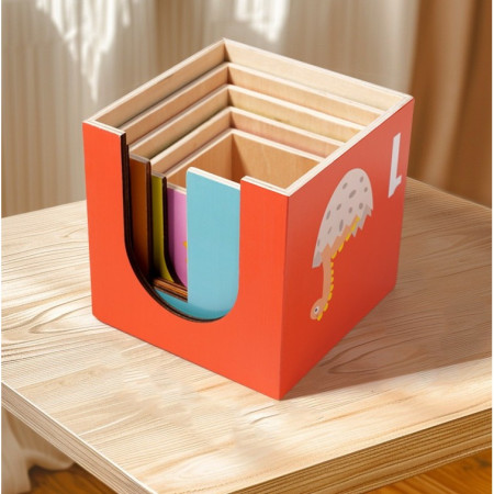 Jucarie de Construit, Cyrax, Puzzle Box, Blocuri Stivuibile, 4-6 Ani, 5 Cuburi, 48 de Modele de Construit, 1 Manual, 12.8 x 12.8 x 12.8 cm, Multicolor