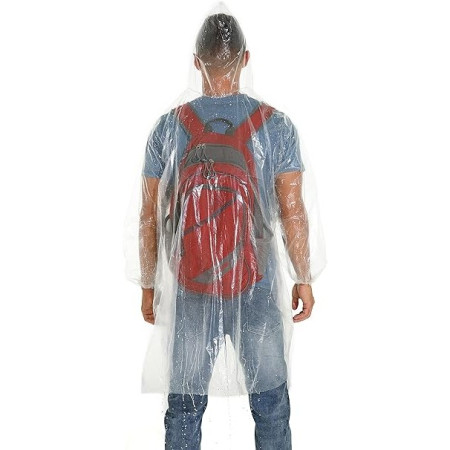 Pelerina de Ploaie,  pentru Adulti, 150 x 90 cm, Tip Poncho, Impermeabila, de Unica Folosinta, 30 g, Transparent