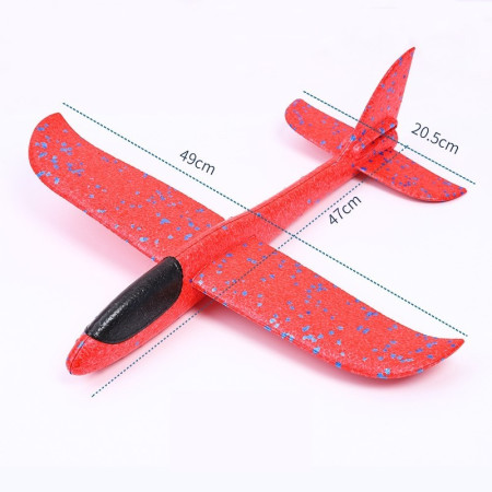 Avion planor din polistiren in punga , lungime 47 cm , Rosu , Cyrax