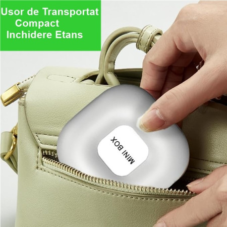 Cutie Depozitare Medicamente,  4 Compartimente, Inchidere Etans, Portabila, Patrat, Alb/Gri, PP, 7.6x2.9x7.8 cm