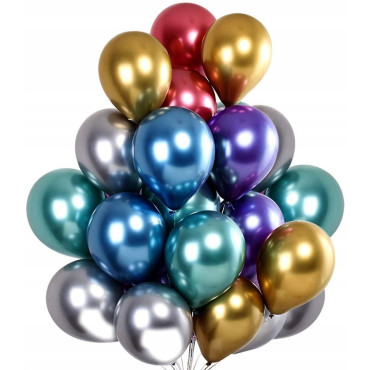 Set 50 Baloane din Latex Chrome, Cyrax, Model Party, 23 cm, Multicolor, 2.2 g
