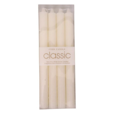 Set 4 Lumanari,  pentru Suport de Masa, Fara Miros si Fum, din Parafina, 2.2 x 25 cm, Alb