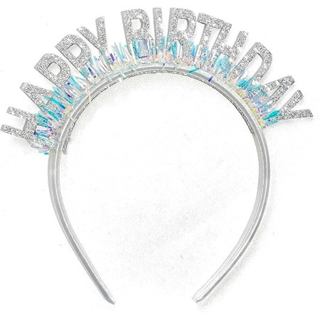 Coronita Decorativa pentru Petreceri, Cyrax, Tema Aniversare, Model Happy Birthday, Marime Universala, Argintiu