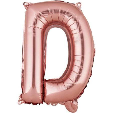 Balon Folie Metalizata Litera D, Cyrax, 40 cm, Umflati cu Heliu sau Aer, Ambalaj Individual, Pai inclus, Rose Gold