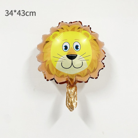 Balon din Folie Metalizata, Cyrax, Mini Figurine Animalute, Model Leu, Tematica Aniversare, 34x43 cm, Ambalaj Individual, Pai Inclus, Umflare cu Aer sau Heliu, Multicolor