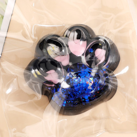 Jucarie Antistres Squishy, Cyrax, cu Revenire Lenta, Squeeze Pinch Family, Model Cat Paw, 6.5 x 6 cm, din Tpr, 4-6 Ani, Model 1 Pestisori, Negru cu Insertii