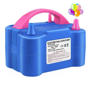 Cyrax Pompa Electrica Pentru Umflat Baloane, 600 W, Doua Capete de Umflat, din Plastic, 19.5 x 14 x 13 cm, Albastru/Roz