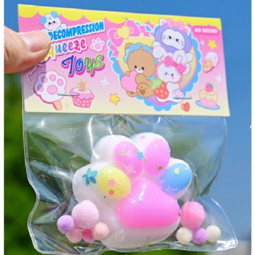 Jucarie Antistres Squishy, Cyrax, cu Revenire Lenta, Labuta de Pisica Pufoasa, 7.5 cm, Ambalaj Transparent, Model 27056, Multicolor