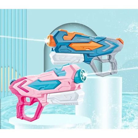 Set 2x Pistol cu Apa pentru Copii, Rezervor, Pentru Piscina/Plaja, Cyrax, 6ani+, Roz + Albastru, 4 duze, 900 ML