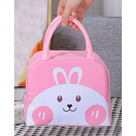 Geantă Frigorifică, Cyrax, cu Desene Animat, Portabilă pentru Copii, de Prânz, din Pânză Oxford, 22x14x19 cm, Model Iepuras, Roz
