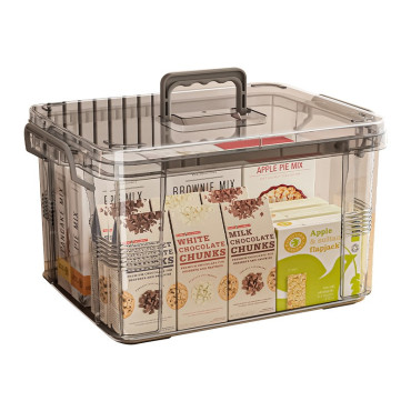 Cutie De Depozitare,  Tip Valiza, pentru Alimente, Jucarii, Accesorii, Transparent-Gri, Marime M, 31.5x23x19 cm