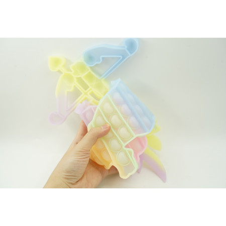 Jucarie antistres din silicon Cyrax, Pop it Now and Flip It , 40x45 cm, Cupidon, Fosforescent, Multicolor