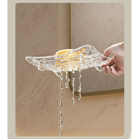 Savoniera din Plastic  11 x 8 cm, cu Scurgere Apa, Design Modern, Transparent