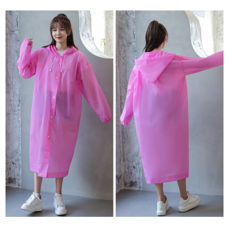 Pelerina de Ploaie,  pentru Adulti 150-180 cm, din EVA, Impermeabila, Rezistenta la Vant, Inchidere cu Capse, 140 g, Roz