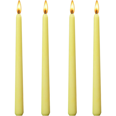 Set 4 Lumanari,  pentru Suport de Masa, Fara Miros si Fum, din Parafina, 2.2 x 25 cm, Galben