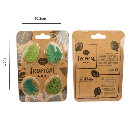 Set 4 Magneti de Frigider, Cyrax, Model Frunze, din ABS si Magnet, Verde