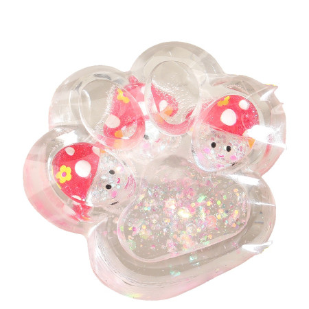 Jucarie Antistres Squishy, Cyrax, Labuta de Pisica Pufoasa, cu Revenire Lenta, 7 x 6.5 cm, Model Ciuperca, Multicolor