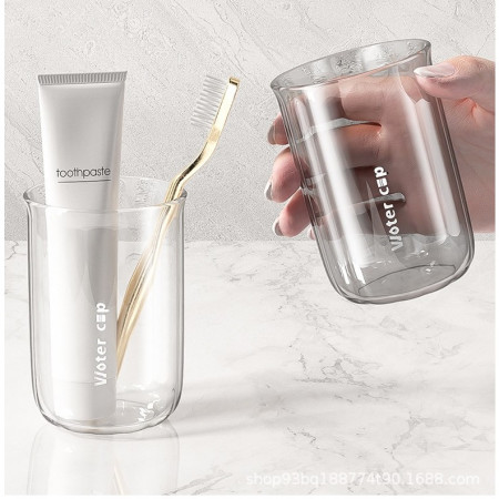 Cana de Apa pentru Clatit,  pentru Periuta de Dinti, 200 ml, 10.4 x 7.3 cm, Gri Transparent