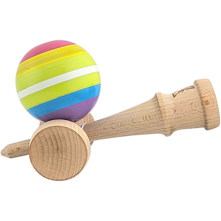 Kendama X Originala, Profesionala, Cyrax, din Lemn, Super Sticky, 18 cm, Multicolor