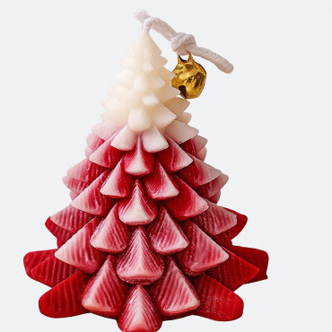 Lumanare Parfumata de Craciun,  Model Brad de Craciun, din Ceara de Soia, Cadou Creativ Handmade de Craciun, 8 x 7 x 7 cm, Rosu