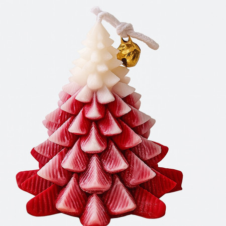 Lumanare Parfumata de Craciun,  Model Brad de Craciun, din Ceara de Soia, Cadou Creativ Handmade de Craciun, 8 x 7 x 7 cm, Rosu