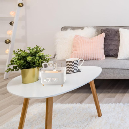 Suport pentru Servetele,  Cutie Multifunctionala, Design Minimalist, ABS, cu Suport pentru Obiectele Personale, pentru Birou, 21x15x13 cm, Alb