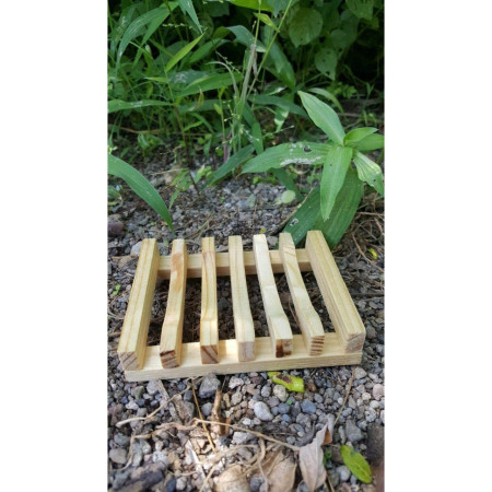 Savoniera,  din Lemn de Bambus, Scurgere Apa, 11.5 x 8 cm, Natur