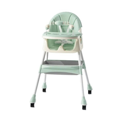 Scaun de Masa 2in1, Cyrax, pentru Copii de la 6 luni - 5 Ani, Inaltime Reglabila, Centura in 5 Puncte, Tava de Masa, Roti cu Frana, Cos Depozitare, Jucarie Inclusa, 94 x 78 x 60 cm, Verde