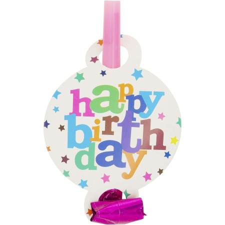 Set 6 Suflatori, Cyrax, Colectia Happy Birthday, 19 x 11 cm, din Carton/Plastic/Hartie, Multicolor
