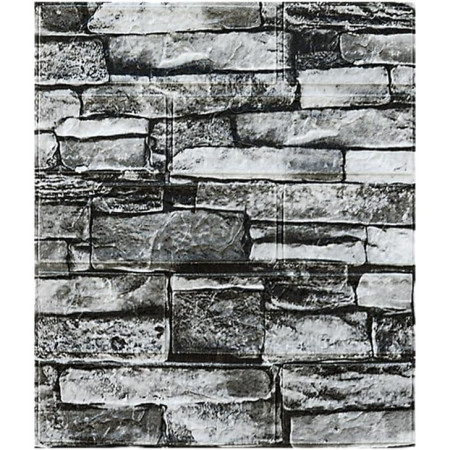 Set 10 Placi Tapet 3D,  35 x 38 cm, Grosime 3 mm, din Polietilena, Model Caramida, Suprafata acoperita 1.33 mp, Piatra Gri