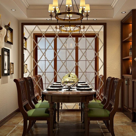 Set 32 de Oglinzi Autocolante pentru Perete,  sub Forma de Romb, Acril, 14.2x23.6x15.5 cm